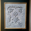 Bespoke hand carved & painted oak panel in frame
