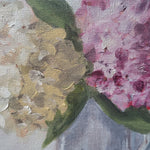 Original floral acrylic on board - hydrangeas in enamel jug