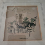 Hand-coloured etchings of local scenes: Northleach, Cotswolds c.1902