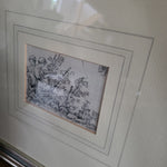 Antique French Toile de Jouy fabric, framed