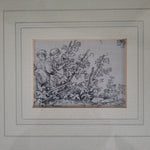 Antique French Toile de Jouy fabric, framed