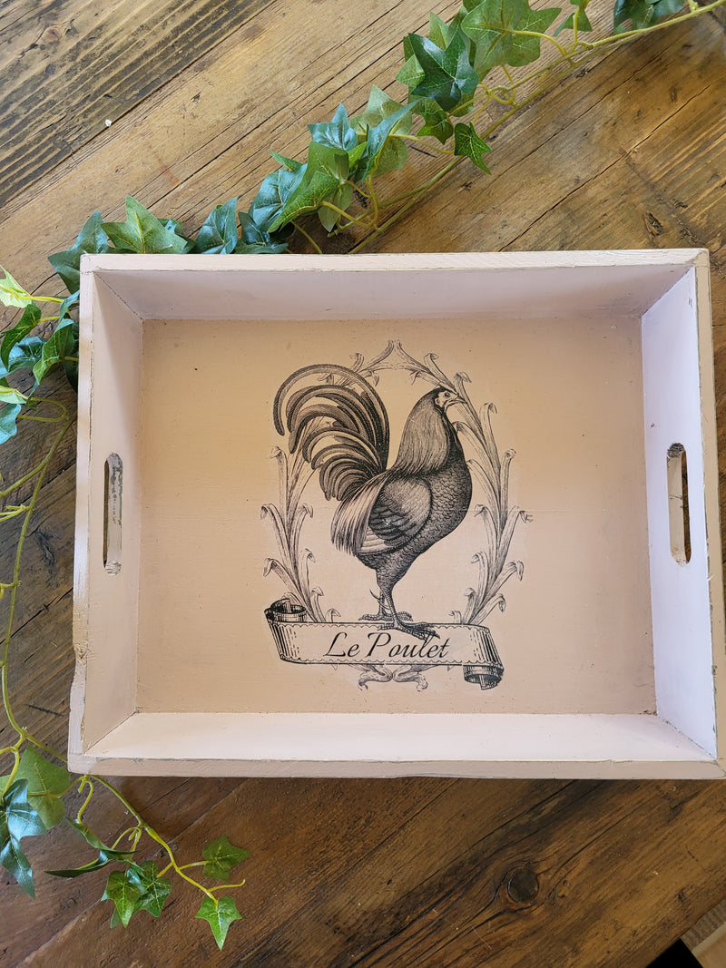 Hand Decorated Serving Tray - Le Poulet