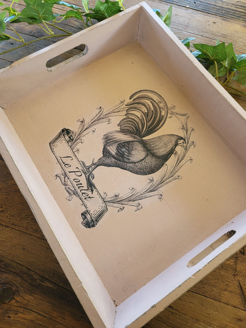 Hand Decorated Serving Tray - Le Poulet