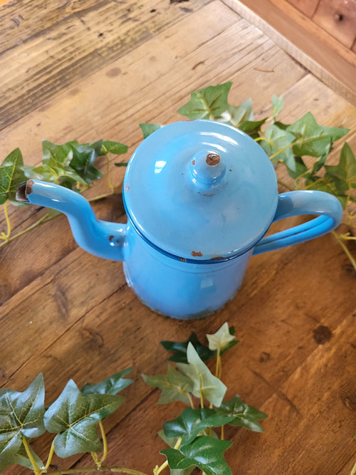 French vintage blue enamel coffee pot
