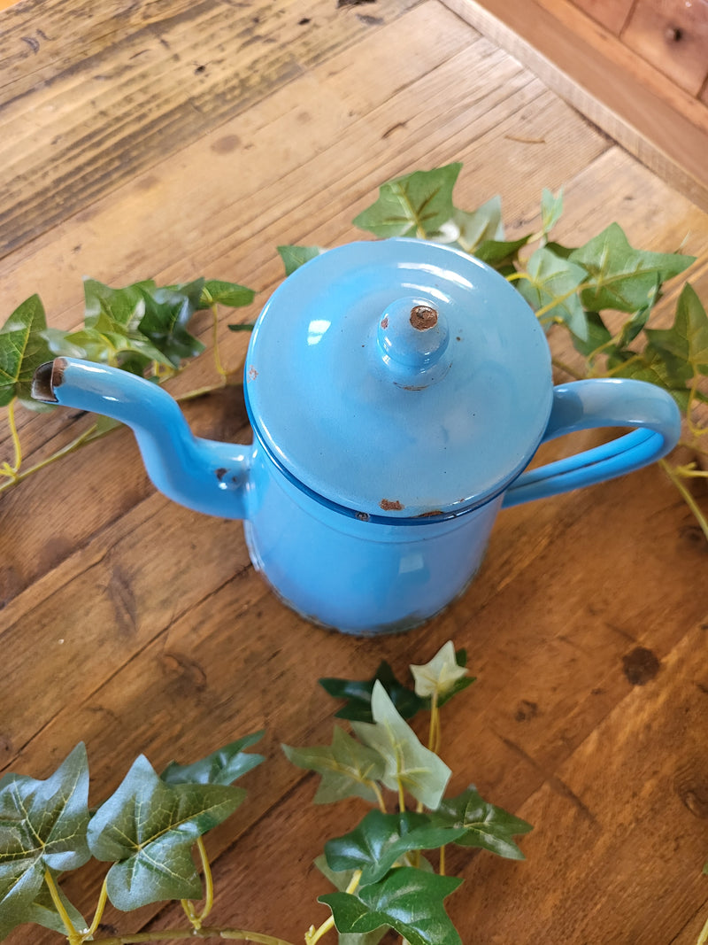 French vintage blue enamel coffee pot