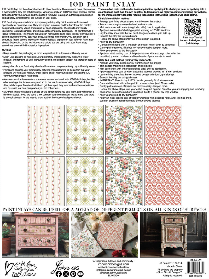 Lattice Rose Paint Inlay by Iron Orchid Designs - Furniture Flip, Upcycling, Decor (LIMITED EDITION)