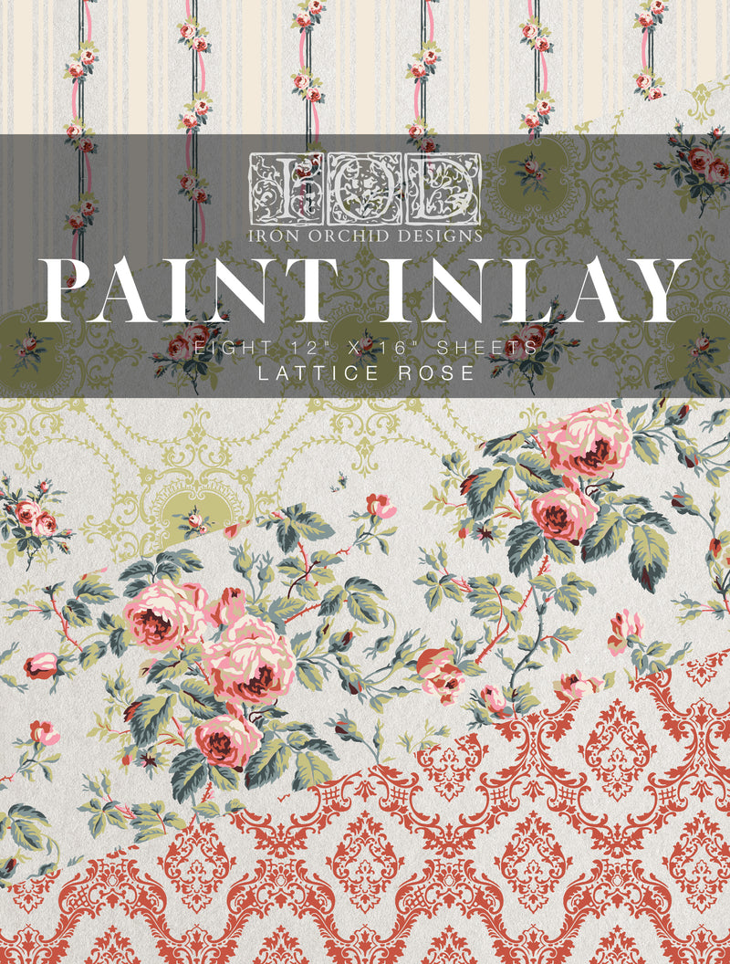 Lattice Rose Paint Inlay by Iron Orchid Designs - Furniture Flip, Upcycling, Decor (LIMITED EDITION)
