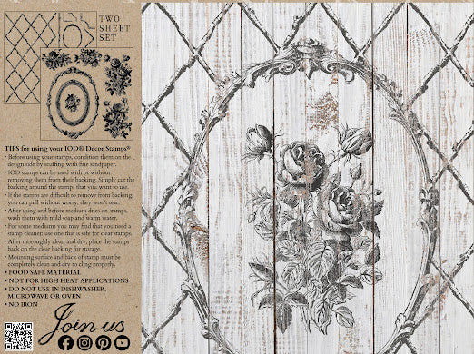 Veranda Decor 2 sheet Stamp by Iron Orchid Designs - Ink, Chalk Paint, Furniture Craft Stamp 12"x12"