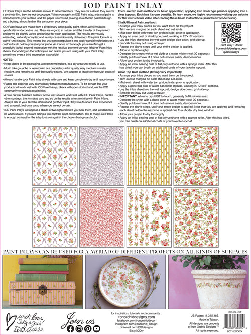 DITSY BLOOMS IRON ORCHID DESIGNS Paint Inlay -  8 page 12x16 inch (Limited Edition)