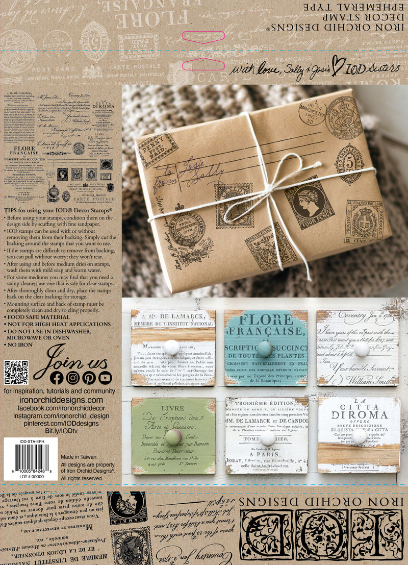 EPHEMERAL TYPE 12X12 IOD STAMP by Iron Orchid Designs - Ink, Chalk Paint, Furniture Craft Stamp