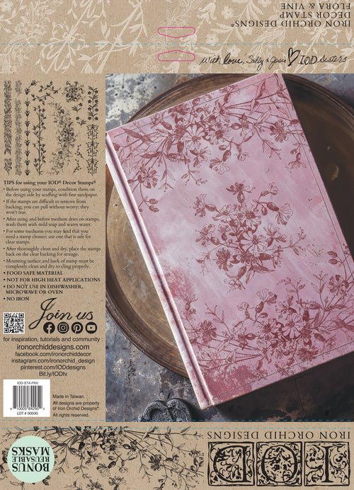 FLORA & VINE - Décor Stamp by Iron Orchid Design - Ink, Chalk Paint, Furniture Craft Stamp 12"x12"