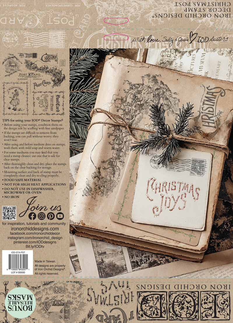 Christmas Post 12x12 IOD Stamp by Iron Orchid Designs