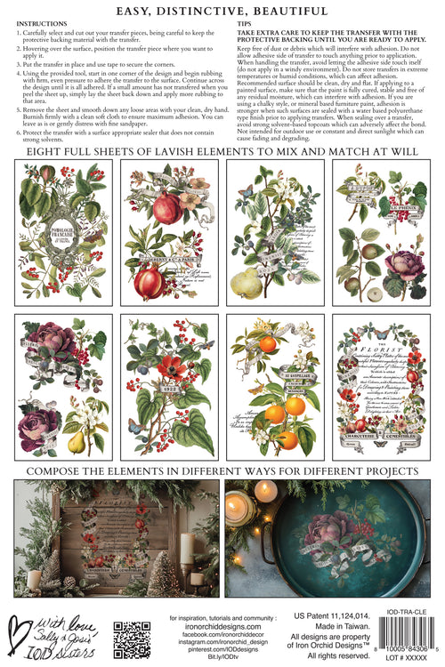 Clementine Decor Transfer - Iron Orchid Designs UK