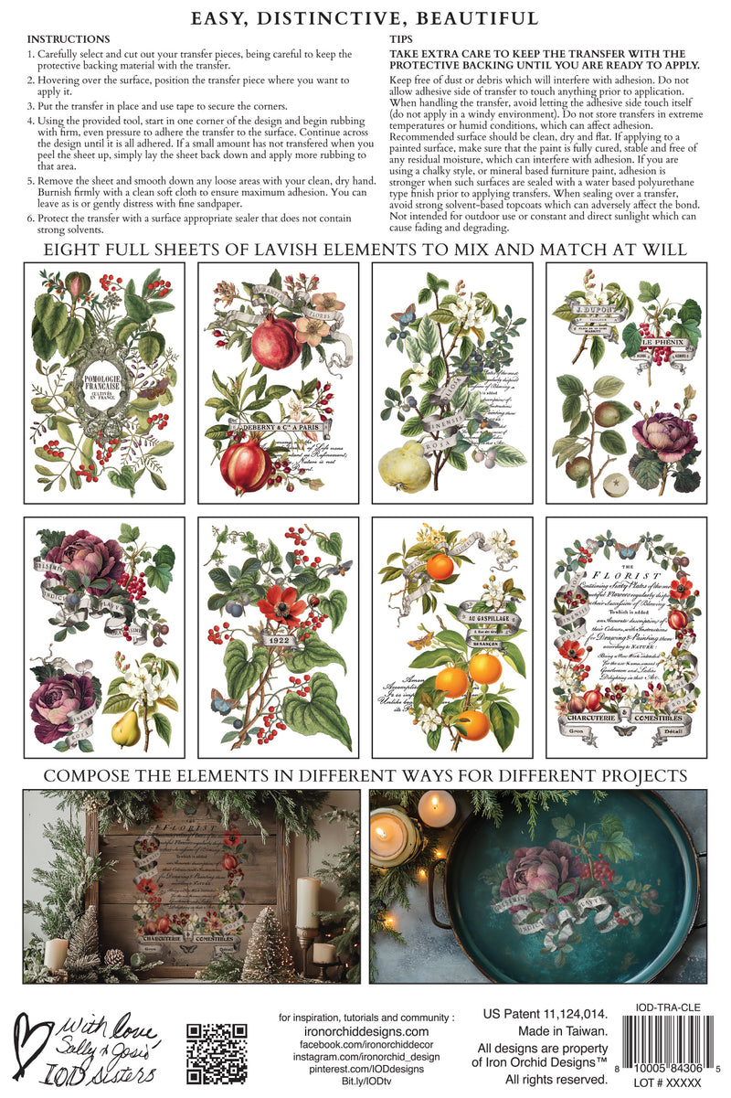 Clementine Decor Transfer - Iron Orchid Designs UK
