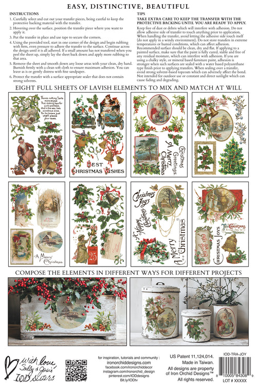 Christmas Joy Decor Transfer - Iron Orchid Designs UK