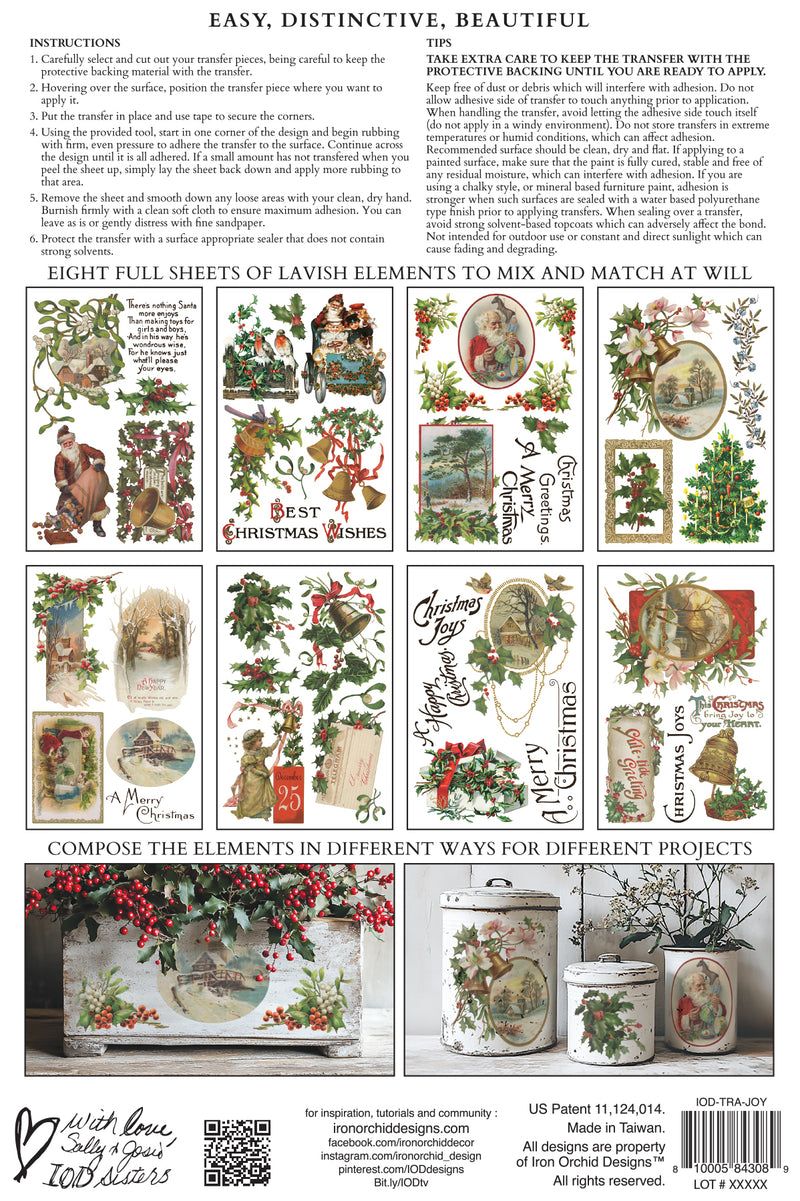 Christmas Joy Decor Transfer - Iron Orchid Designs UK