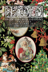 Iron Orchid Designs Christmas transfer sheet with vintage-style illustrations on a black background.