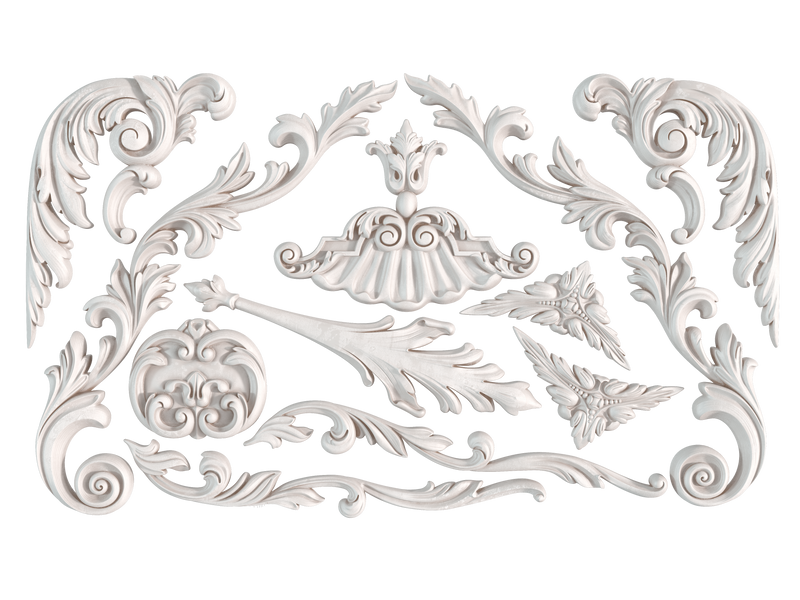 Dainty Flourishes Decor Furniture Mould by Iron Orchid Designs - Clay, Resin, Hot Glue