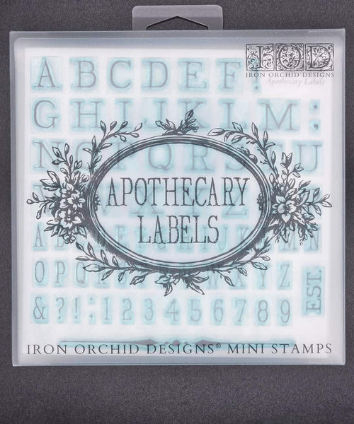 Apothecary Labels Decor 4 sheet Stamp by Iron Orchid Designs - Ink, Chalk Paint, Furniture Craft Stamp 12"x12"