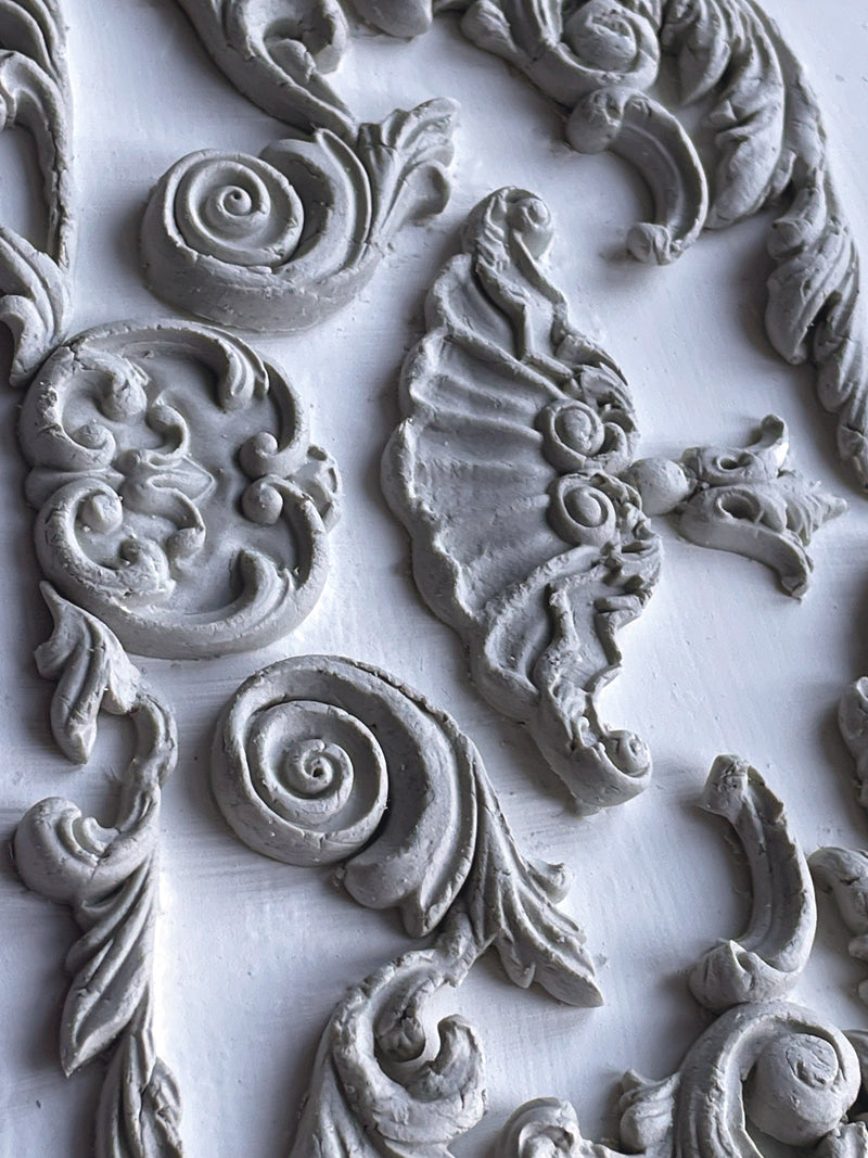 Dainty Flourishes Decor Furniture Mould by Iron Orchid Designs - Clay, Resin, Hot Glue