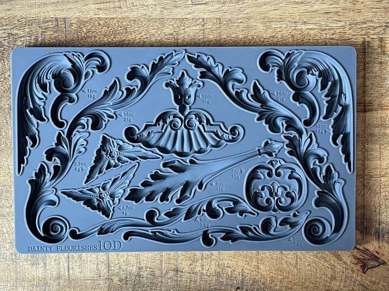 Dainty Flourishes Decor Furniture Mould by Iron Orchid Designs - Clay, Resin, Hot Glue