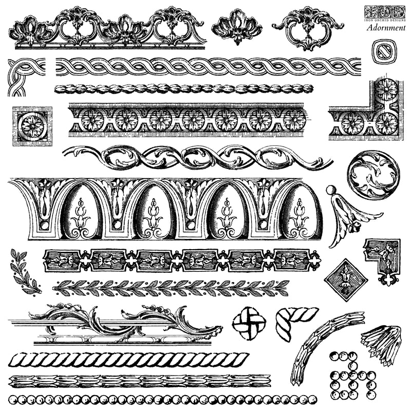 Adornment Decor Stamp by Iron Orchid Designs - Ink, Chalk Paint, Furniture Craft Stamp 12"x12"
