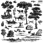 RURAL SCENES Decor 2 Sheet Stamp by Iron Orchid Designs - Ink, Chalk Paint, Furniture Craft Stamp 12"x12"