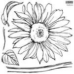 Sunflower (2 sheets) Decor Stamp by Iron Orchid Designs - Ink, Chalk Paint, Furniture Craft Stamp 12"x12"