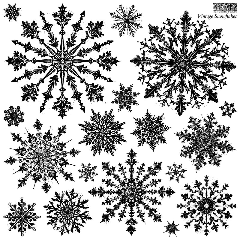 VINTAGE SNOWFLAKES 12X12 IOD STAMP by Iron Orchid Designs - Ink, Chalk Paint, Furniture Craft Stamp (LIMITED EDITION