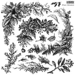 WINTER ADORNMENT Decor 2 Sheet Stamp by Iron Orchid Designs - Ink, Chalk Paint, Furniture Craft Stamp 12"x12"