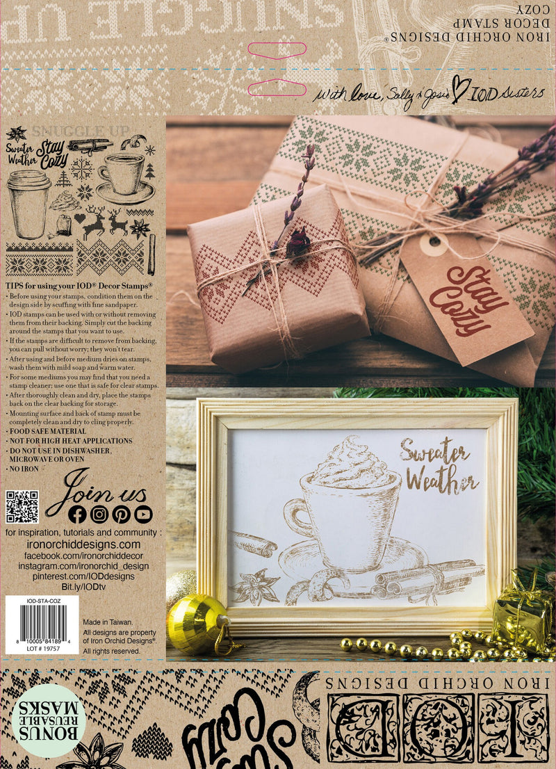 Cozy (cosy) Decor Stamp by Iron Orchid Designs - Ink, Chalk Paint, Furniture Craft Stamp 12"x12" (Limited Edition)