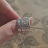 Hand crafted 1937 Coronation silver plated spiral spoon ring - Size S