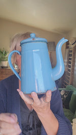 French vintage blue enamel coffee pot