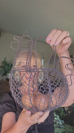 Vintage French Hen wire egg basket