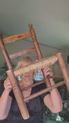 Vintage French child's rush seat chair