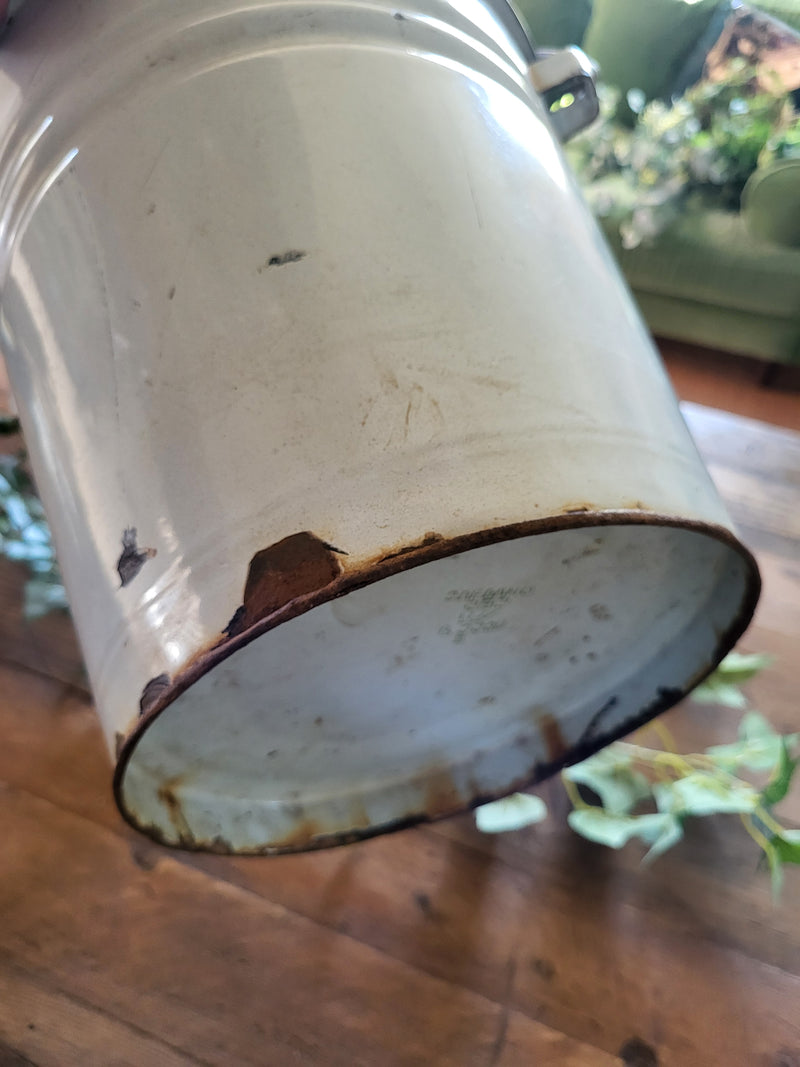 Rustic French Vintage Enamel Bucket