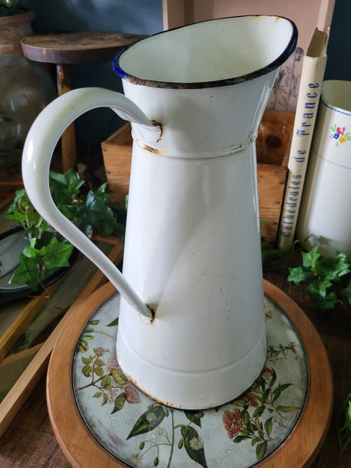 Vintage French Enamel Pitcher Jug (Style 2)