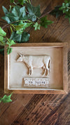 Rustic 3D plaster Cow wall decor
