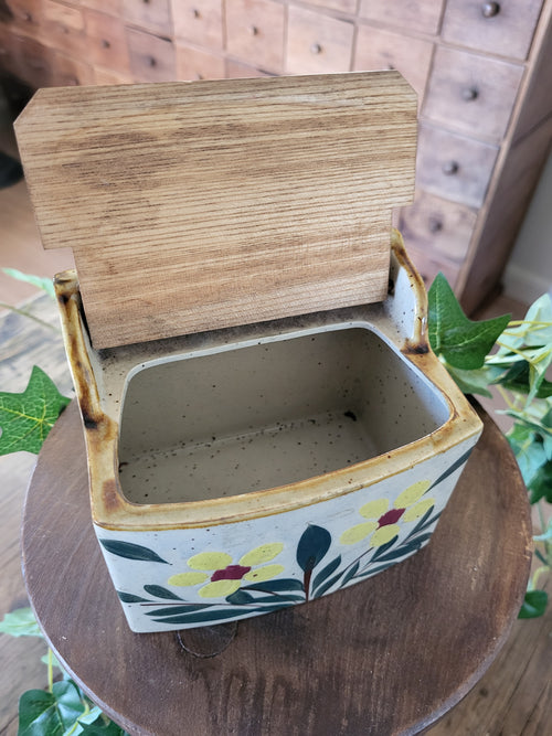 Vintage French Decorative Ceramic Salt Box