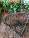 Heart Shaped Wire Basket With Hen Motifs