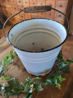 Rustic French Vintage Enamel Bucket