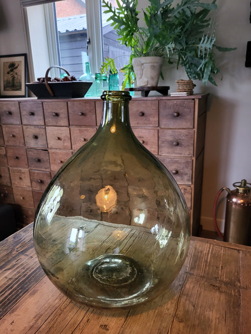 Vintage French Green Glass Carboy