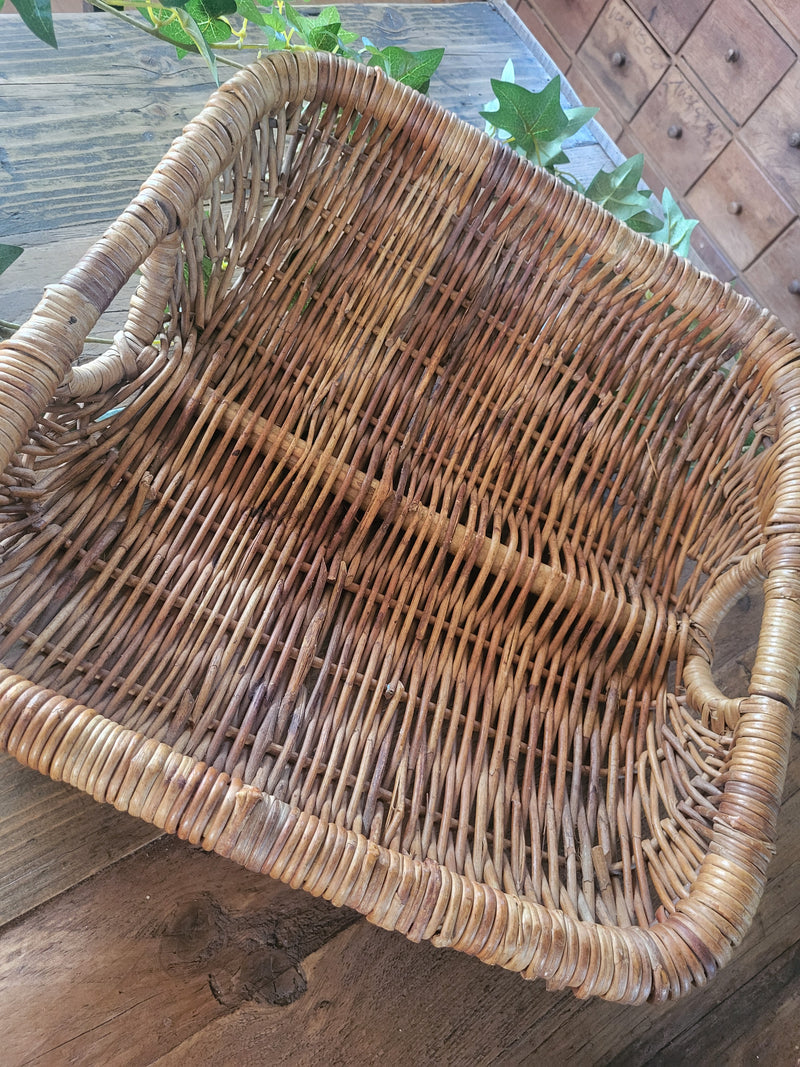 Vintage Wicker French Bread/Storage Basket with handles