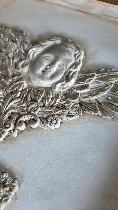 Rustic 3D plaster Cherub wall decor