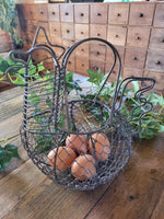 Vintage French Hen wire egg basket