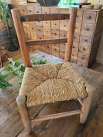 Vintage French child's rush seat chair