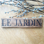 Le Jardin (the garden) pallet wood sign