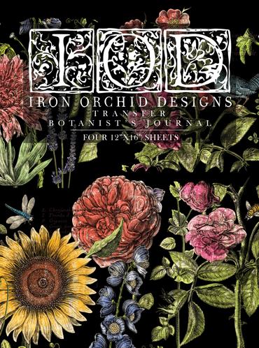 Botanist Journal Decor transfer by Iron Orchid Designs 12 x 16" (pad of 4 sheets) for furniture, crafts and decor