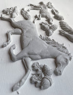 Horse and Hound Decor Furniture Mould by Iron Orchid Designs - Clay, Resin, Hot Glue