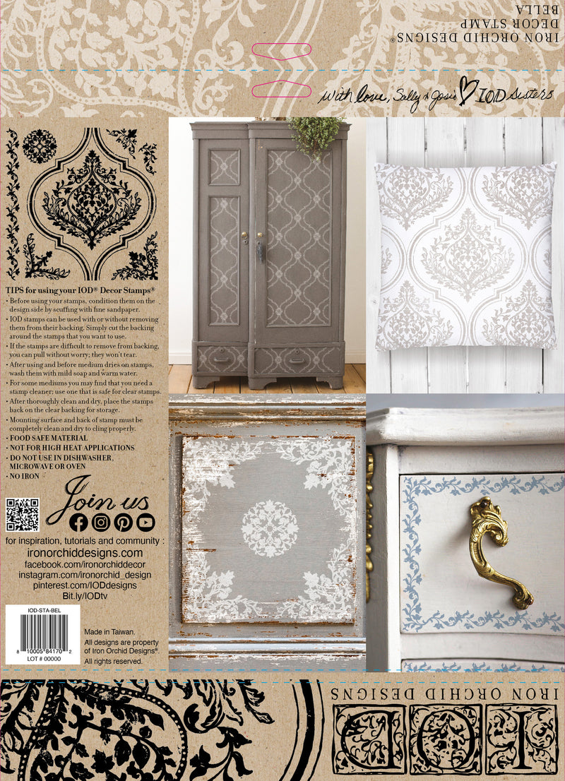 Bella Decor Stamp by Iron Orchid Designs - Ink, Chalk Paint, Furniture Craft Stamp 12"x12"